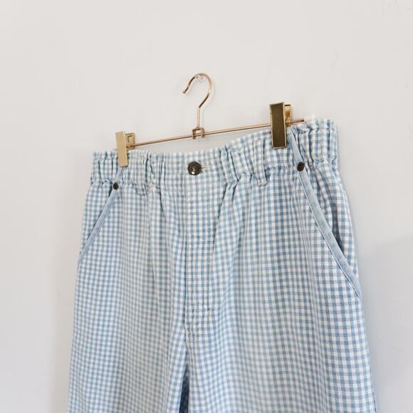 Vintage Gingham Straight Leg Pants Blue Checked Petite Medium - Picture 4 of 8